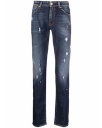 Мужские темно-синие рваные джинсы от Pt05