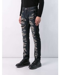 Мужские темно-синие рваные джинсы от Philipp Plein