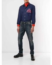 Мужские темно-синие рваные джинсы от Love Moschino