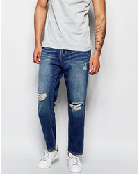 Мужские темно-синие рваные джинсы от WÅVEN
