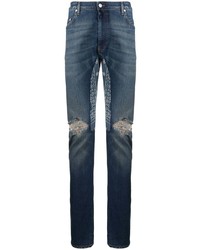 Мужские темно-синие рваные зауженные джинсы от Alchemist