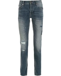 Мужские темно-синие рваные зауженные джинсы от Armani Exchange
