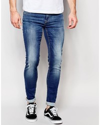 Мужские темно-синие рваные зауженные джинсы от Blend of America
