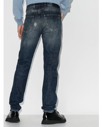 Мужские темно-синие рваные зауженные джинсы от Eleventy