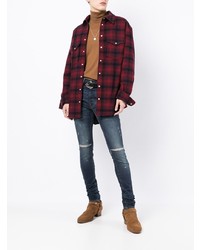 Мужские темно-синие рваные зауженные джинсы от Amiri