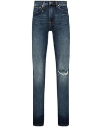 Мужские темно-синие рваные зауженные джинсы от R13