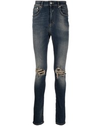Мужские темно-синие рваные зауженные джинсы от Represent