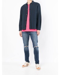 Мужские темно-синие рваные зауженные джинсы от True Religion