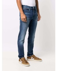 Мужские темно-синие рваные зауженные джинсы от Tommy Jeans