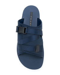 Мужские темно-синие сандалии из плотной ткани от Prada