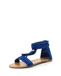 Темно-синие сандалии на плоской подошве от Queen Vivi