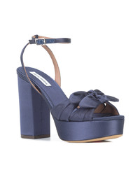 Темно-синие сатиновые босоножки на каблуке от Tabitha Simmons
