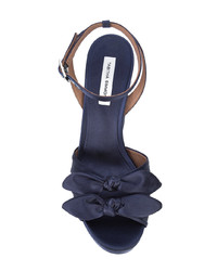 Темно-синие сатиновые босоножки на каблуке от Tabitha Simmons