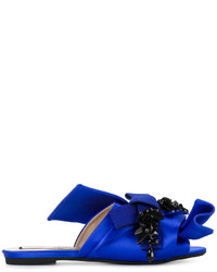 Женские темно-синие сатиновые босоножки от No.21