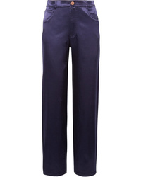 Темно-синие сатиновые классические брюки