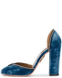 Темно-синие туфли с украшением от Aquazzura