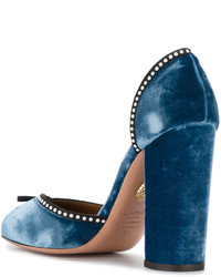 Темно-синие туфли с украшением от Aquazzura