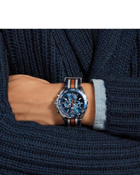 Мужские темно-синие часы из плотной ткани в горизонтальную полоску от Tag Heuer