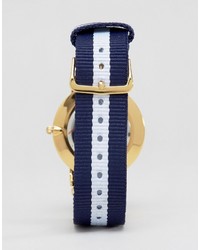 Мужские темно-синие часы из плотной ткани в горизонтальную полоску от Reclaimed Vintage