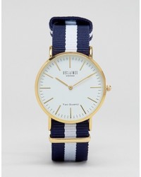 Мужские темно-синие часы из плотной ткани в горизонтальную полоску от Reclaimed Vintage