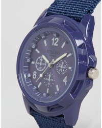 Мужские темно-синие часы из плотной ткани от Reclaimed Vintage