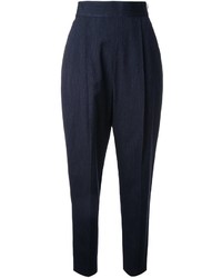 Женские темно-синие шелковые брюки-галифе со складками от Enfold