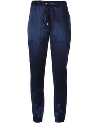 Женские темно-синие шелковые спортивные штаны от Matthew Williamson