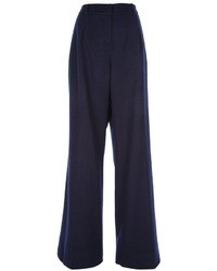 Темно-синие шелковые широкие брюки от Agnona
