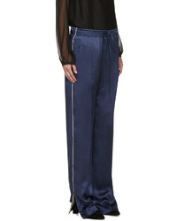 Темно-синие шелковые широкие брюки от Chloé