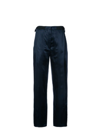 Темно-синие шелковые широкие брюки от Derek Lam