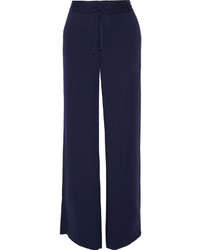 Темно-синие шелковые широкие брюки от Diane von Furstenberg