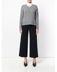 Темно-синие шерстяные брюки-клеш от Joseph