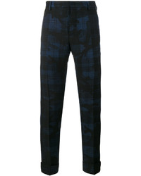 Мужские темно-синие шерстяные брюки с камуфляжным принтом от Valentino