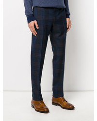 Мужские темно-синие шерстяные брюки с принтом от Etro