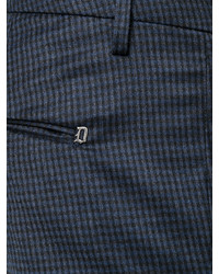 Темно-синие шерстяные брюки чинос в клетку от Dondup