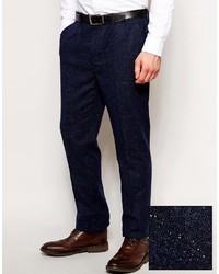 Мужские темно-синие шерстяные классические брюки от Asos