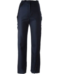 Женские темно-синие шерстяные классические брюки от Courreges