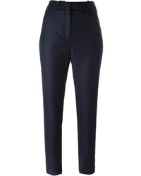 Женские темно-синие шерстяные классические брюки от Courreges