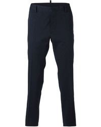 Мужские темно-синие шерстяные классические брюки от DSQUARED2