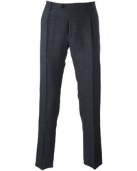 Мужские темно-синие шерстяные классические брюки от Etro