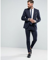 Мужские темно-синие шерстяные классические брюки от Selected