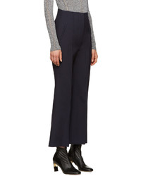 Женские темно-синие шерстяные классические брюки от Roksanda