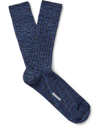 Мужские темно-синие шерстяные носки