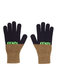 Мужские темно-синие шерстяные перчатки от Fendi