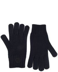 Мужские темно-синие шерстяные перчатки от Giorgio Armani