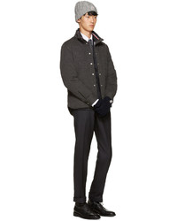 Мужские темно-синие шерстяные перчатки от Moncler