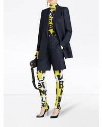 Женские темно-синие шерстяные плетеные шорты-бермуды от Burberry