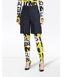 Женские темно-синие шерстяные плетеные шорты-бермуды от Burberry