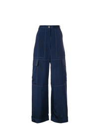 Темно-синие широкие брюки в вертикальную полоску от Sonia Rykiel