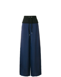 Темно-синие широкие брюки в вертикальную полоску от T by Alexander Wang